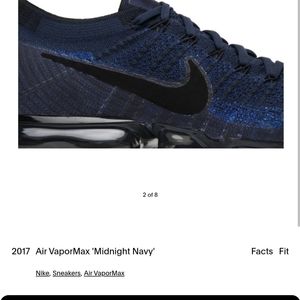 NWOT or Box 2017 Nike Air VaporMax flyknit 'Midnight Navy' men's size 10